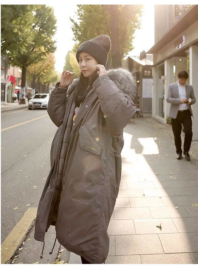 Женское зимнее теплое пальто с капюшоном свободного размера плюс 2XL однотонная хлопковая парка Женская Длинная зимняя куртка женская куртка - Цвет: Серый