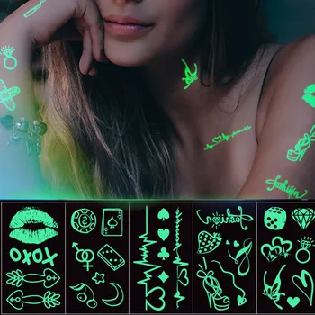 

20Pcs Waterproof Tattoo Sticker Temporary Tattoo Fake Night Light Tattoo Bar Music Party Birthday Party Twelve Constellations,Q