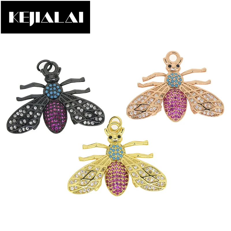 

KEJIALAI Zirconia Alloy Bee Insect Charms for Jewelry Making Connectors Pendants for Necklace Bracelet Accessories Fingdings
