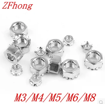 

M3 M4 M5 M6 M8 Steel with zinc Keps nut Multi tooth K-type gear toothed lock nut, Inch Thread, SUS 304 K nut
