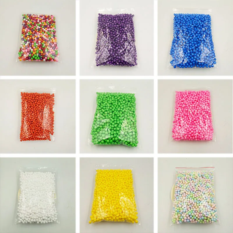 

20g/pack Multicolor Snow Mud Particles Accessories Tiny Foam Beads Slime Balls Supplies 7-9mm For Foam Filler