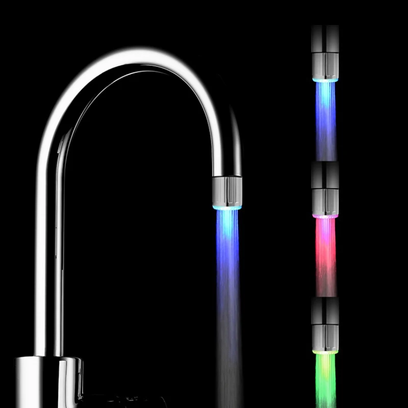 

LED Water Faucet Stream Light 7 Colors Changing Shower Stream Tap Head Pressure Sensor Bathroom Kitchen Accessories Night Light