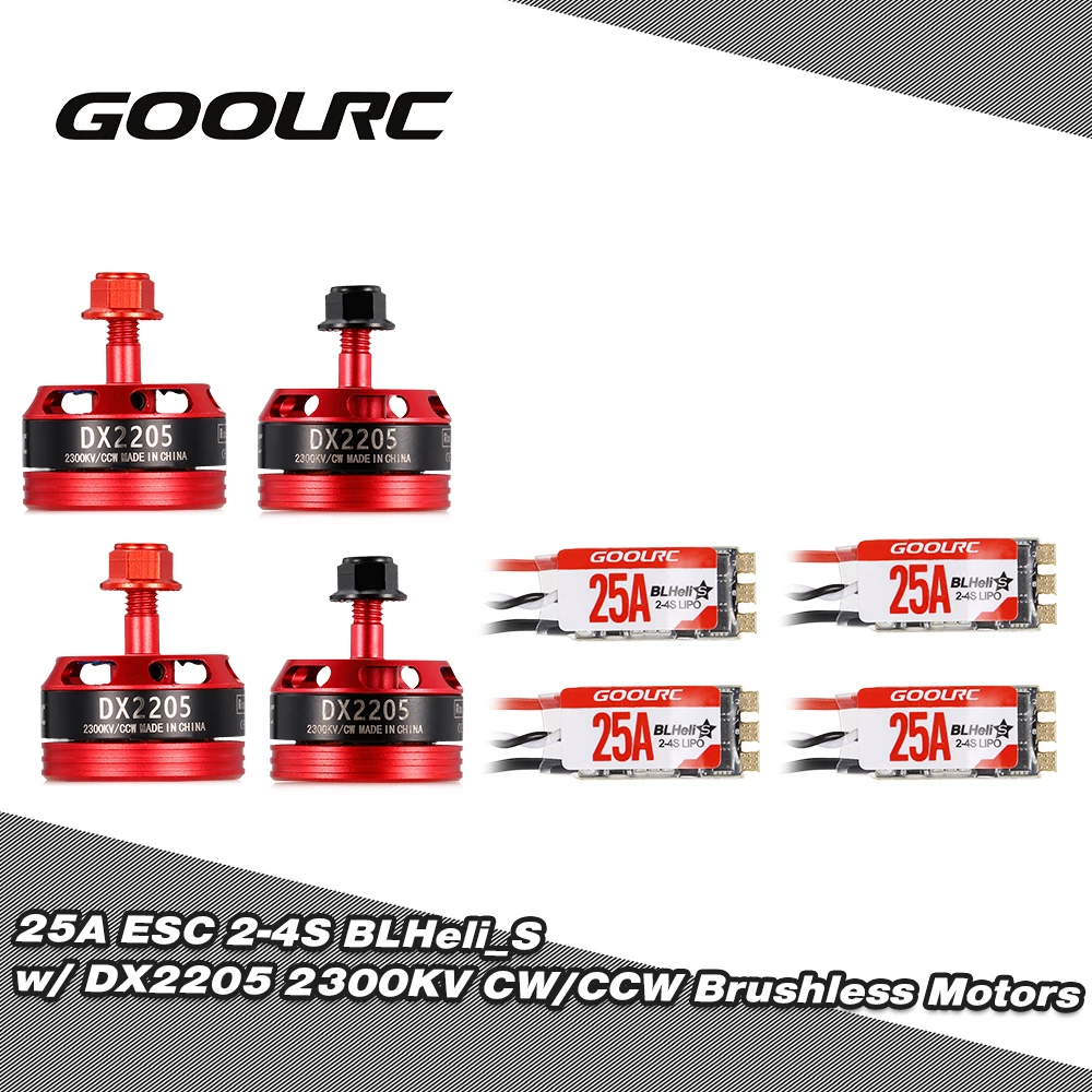 

GoolRC 25A ESC BLHeli_S Oneshot125 Multishot and DX2205 2300KV Brushless Motor Kit for Racing Drone Quadcopter RC Parts