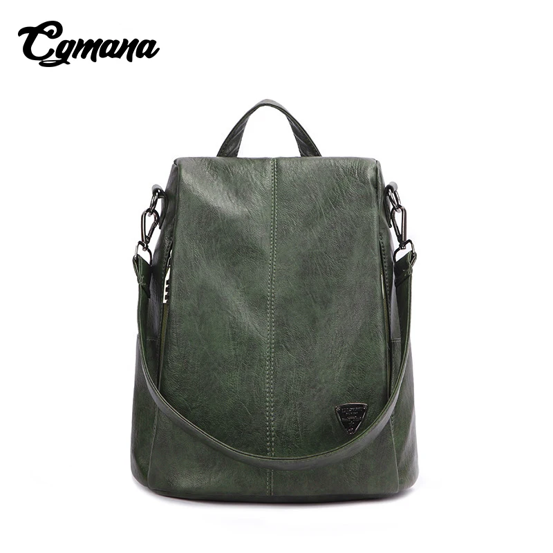 

CGMANA Women Leather Backpack 2018 Anti-theft Backpack Female High Quality Soft Leather Vintage Large Capacity Travel Backpacks