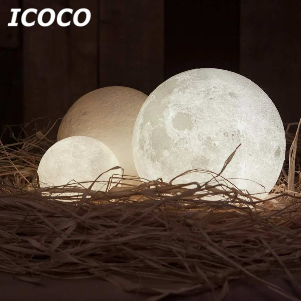  ICOCO 3D Print Moon Lamp LED Lunar Touch Sensor Control Night Light Desktop Table Lamp For Home Dec - 32853756022