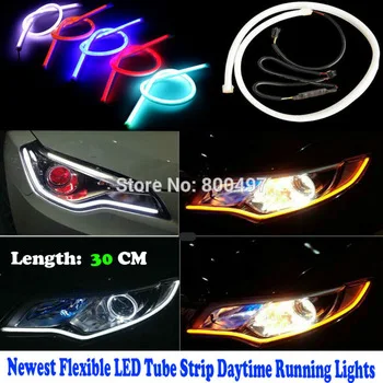 2 x Newest Flexible Tube Strip LED 30cm Daytime Running LightsTurning Lights Angel Eye Waterproof Headlight Lights Switchback