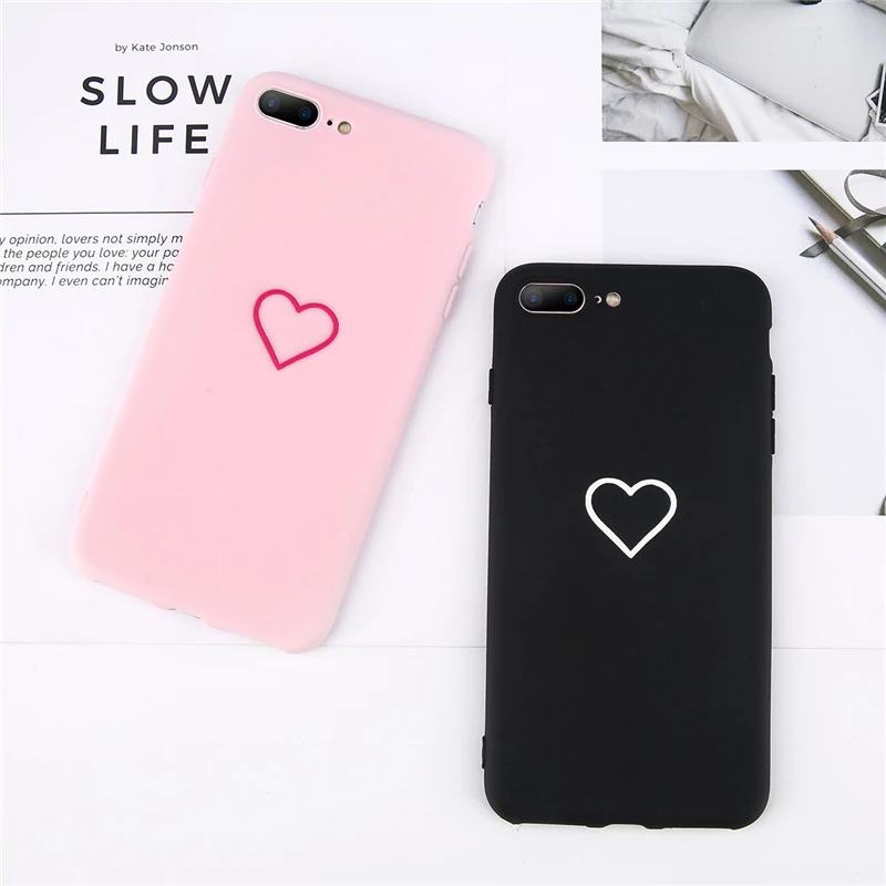 

Cartoon Couples Love Heart Case For iphone7 7Plus 8 8Plus Hard PC Phone Cover Cases 80