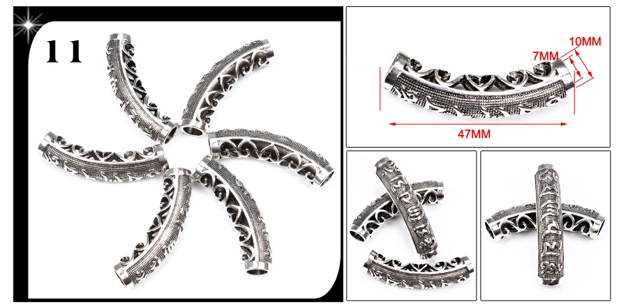 Norse Vikings Runes Hair Beard Beads for Bracelets Pendant Necklace DIY,Braiding Beads for hair Braids Antique Silver Beard
