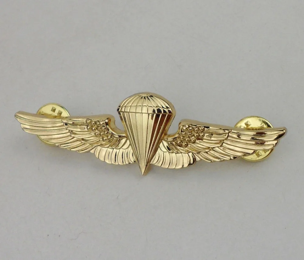 

WW2 US NAVY PARACHUTIST PARACHUTE JUMP WINGS BADGE PIN GOLDEN