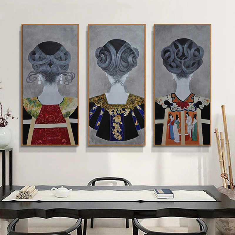 HAOCHU современный китайский стиль гостиной декоративная живопись диван фон настенные фрески фигура аксессуары для одежды и волос плакат