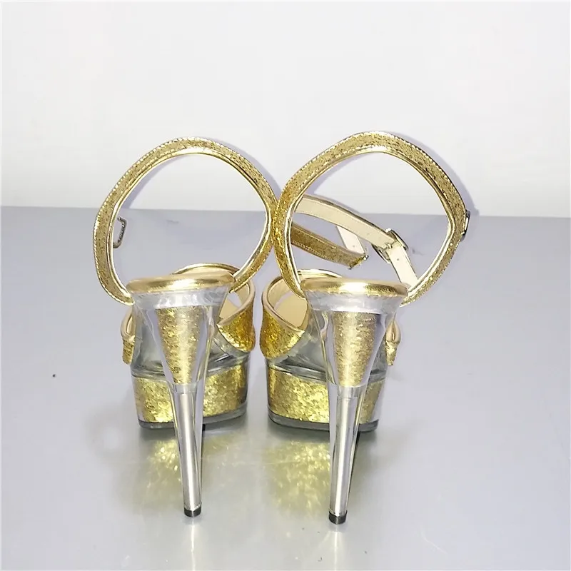 Nightclub sex women's shoes, 15CM high heel crystal colour heart and sequins, wedding Dance Shoes