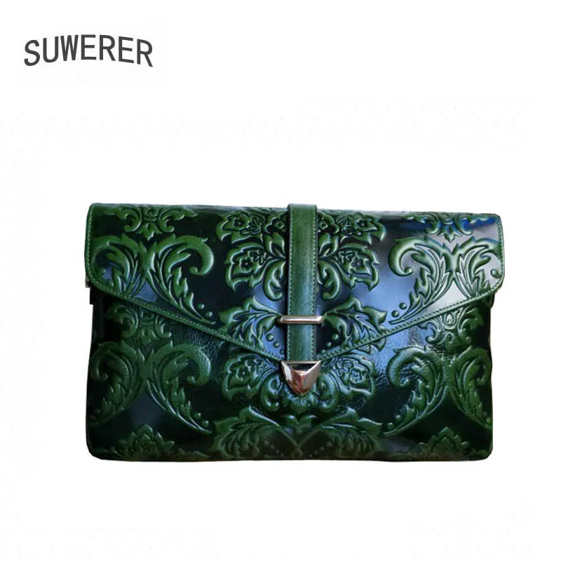 

2019 Genuine Leather women bags for women Embossed Flowers Fashion luxury handbags women bags designer Clutch bag envelopes bag