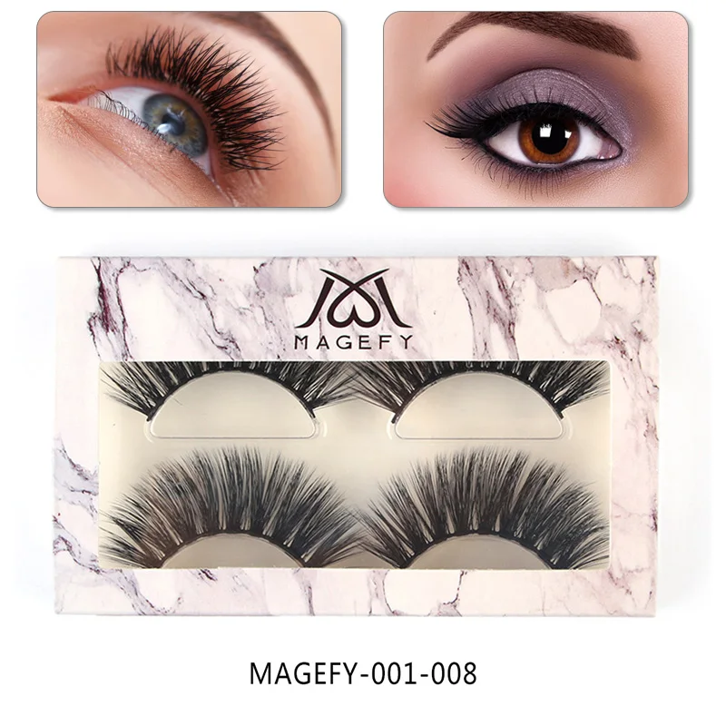 

2 Pairs 3D False Eyelashes Fake Long Natural Soft Thick Makeup Extension for Women Natural Long Extension Graft False Eyelashes