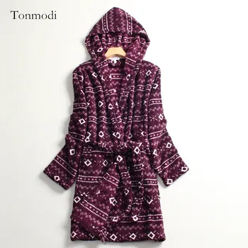 

Luxurious Robes Women Winter Robe Long Nightgown With Hat robes X7-6119