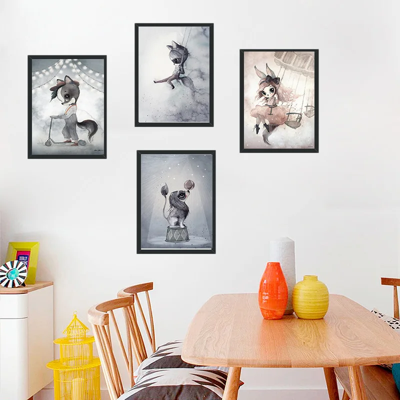 

Nordic Style Canvas Painting Lovely Miss Rabbit Girl canvas Print painting Wall Pictures for Kids home decor