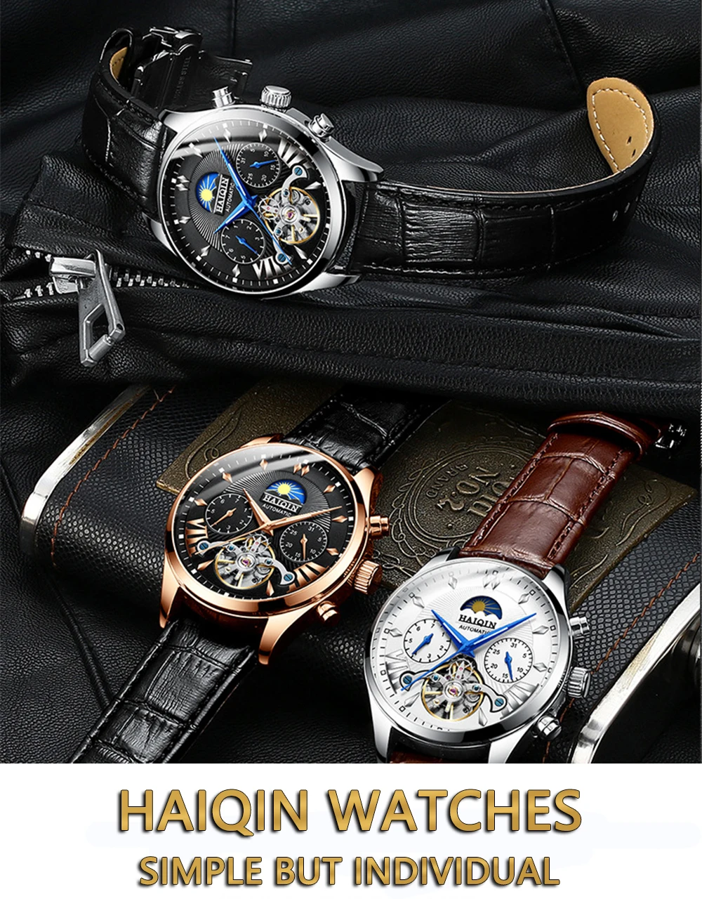 HAIQIN men's/mens watches top brand luxury automatic/mechanical/luxury watch men sport wristwatch mens reloj hombre tourbillon
