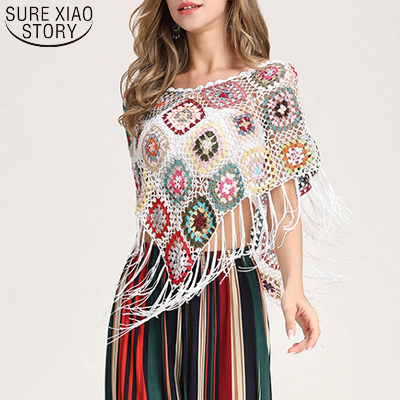 

Women Tops 2019 Summer Women Clothes Ladies Tops Harajuku Shirts Tassel Print O-Neck Short Sleeve Shirt 3840 50