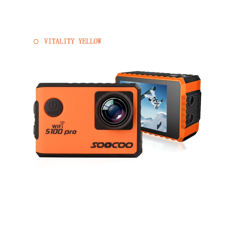 Спортивная Экшн-камера SOOCOO S100PRO 4K с сенсорным экраном и гироскопом, модель расширения gps, голосовое управление 1080 P, Wifi, водонепроницаемая камера pro - Цвет: Orange
