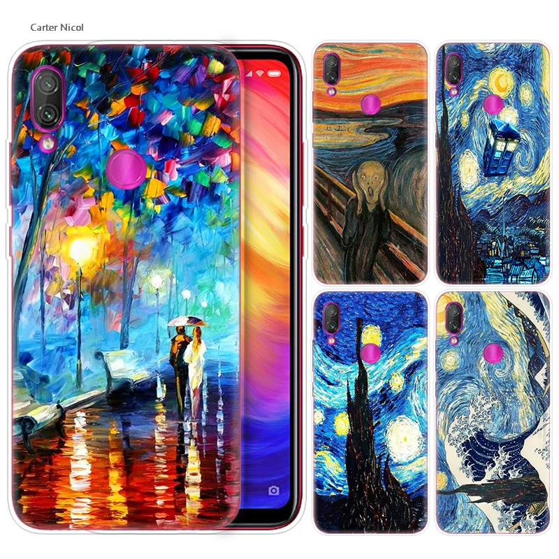 

Silicone Case for Xiaomi Redmi Note 7 6 5 Plus Mi A2 8 Lite Pro Prime Play Phone Cases Cover Vincent Van Gogh Starry Sky Oil