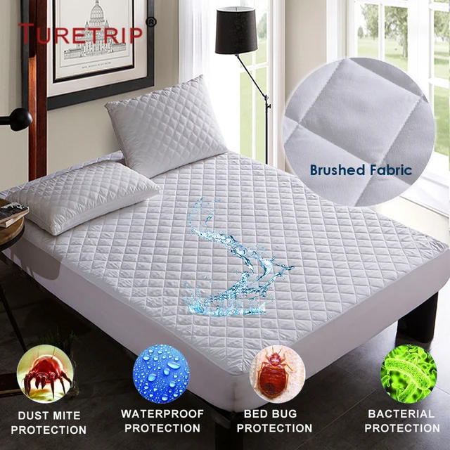 $US $12.99  Turetrip Brushed Fabric Quilt Waterproof Mattress Pad Cover Fitted Mattress Protector Colchao Water