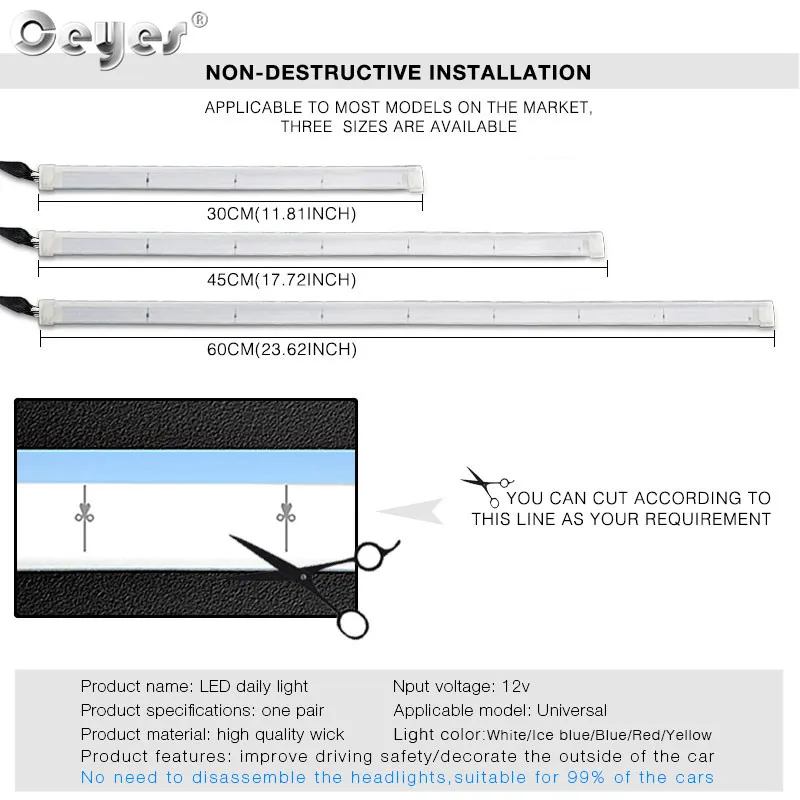 Ceyes Car Styling DRL LED Daytime Running Lights Accessories Signal Flowing Lamp For Kia Ceed Rio Sportage Guide Strip Headlight Ceyes Car Styling DRL LED Daytime Running Lights Accessories Signal Flowing Lamp For Kia Ceed Rio Sportage Guide Strip Headlight