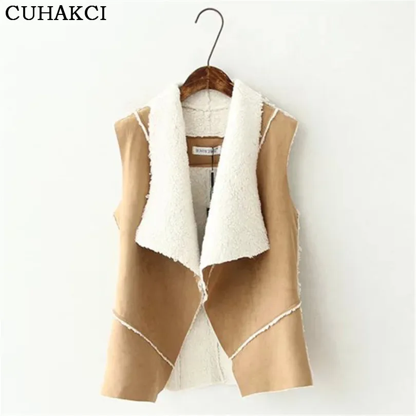 

CUHAKCI Cardigan Open Stitch Vests Cotton Waistcoat Women Sleeveless Cardigan Casual Warm Woman Winter Vest M L XL S225
