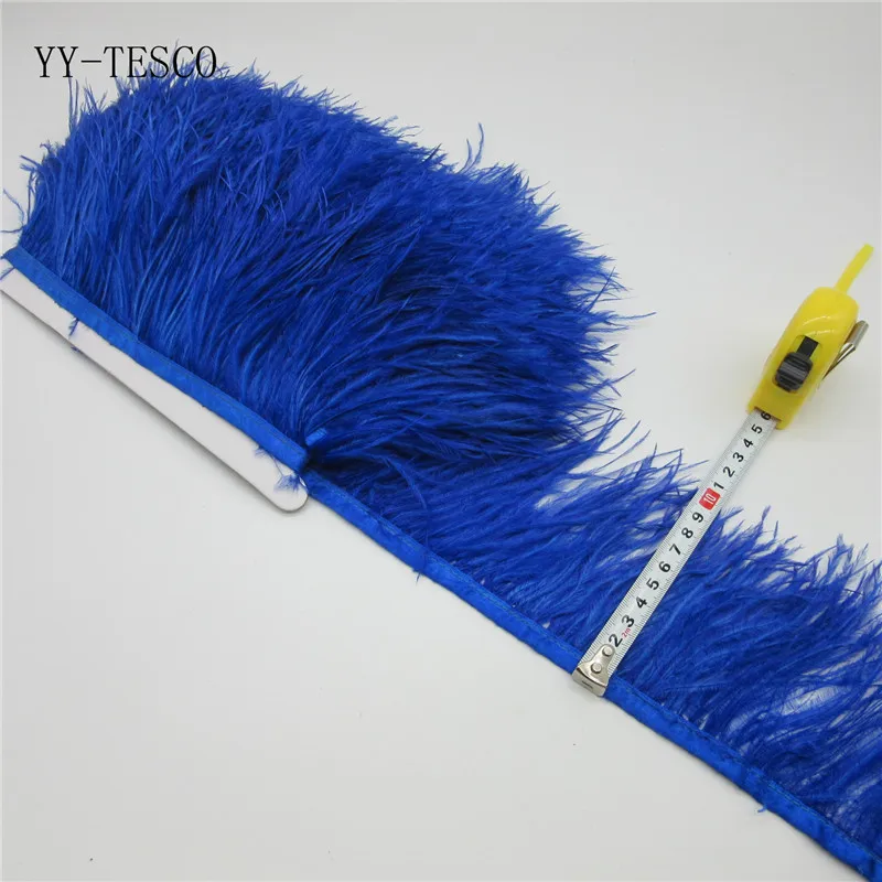 Новинка! Продаем высококачественную страуса тканевый пояс с перьями, 1 ярдов длинный тканевый пояс с перьями, перо шириной 4-5 дюймов 10-12 см - Цвет: Royal blue