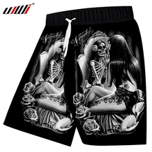 UJWI, мужские повседневные шорты, новинка, красивые, с 3D принтом черепа, модные, обтягивающие, в стиле хип-хоп, уличные шорты