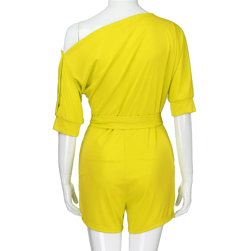 2018 Hot Sale Women's Summer Jumpsuit Sexy Off Shoulder Ruffle Short Romper Fashion Casual Party Jumpsuit  Rompers Holiday #J28 (7)
