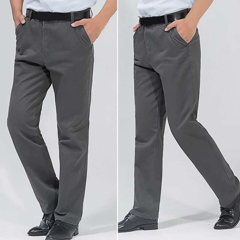 Shujinосенние однотонные свободные прямые мужские повседневные брюки длинные брюки с высокой талией мужские большие размеры хлопковые брюки