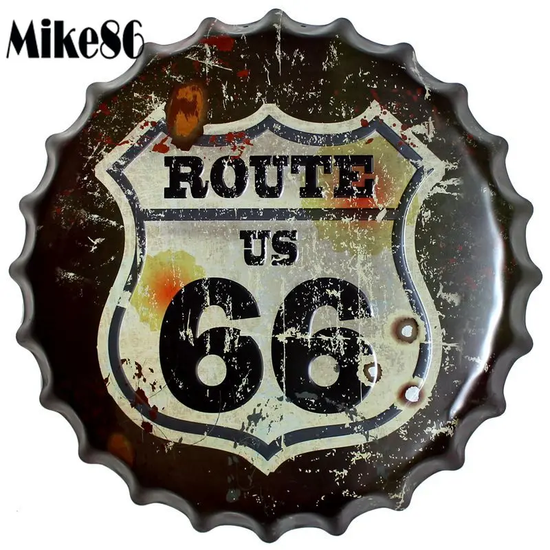 [Mike86] Классический Route US 66 колпачок для бутылки Металлические оловянные знаки