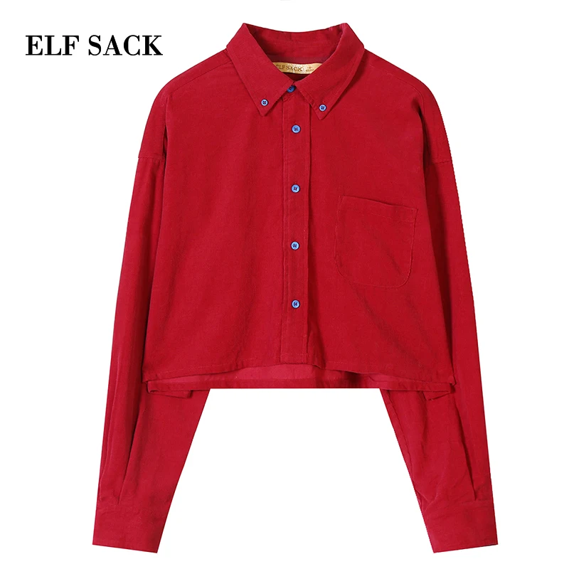 Женские хлопковые пальто ELFSACK повседневные короткие однотонные куртки с