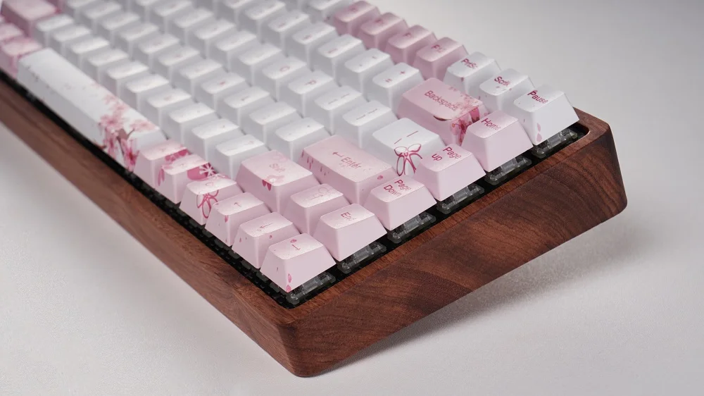 Gk84 механическая клавиатура 75% dye sub keycap Деревянный Пользовательский светильник rgb чернила paintingsakura lotus bluetooth 4,0 USB двойной режим