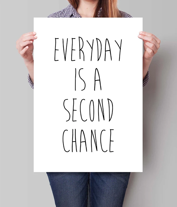 Citation Inspiree De La Calligraphie Imprimee Chaque Jour Est Une Deuxieme Chance Citation De Motivation Decor De Maison Affiche D Art De Cuisine D Anniversaire Aliexpress