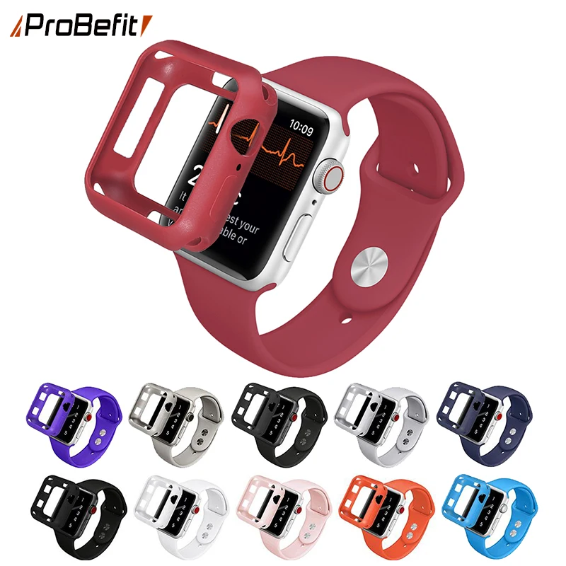 

for iWatch Soft Silicone Watch Case + Watch Band Bumper for Apple Watch 4 3 2 1 38MM 40MM 44MM 42MM Cover Rubber Watchstrap