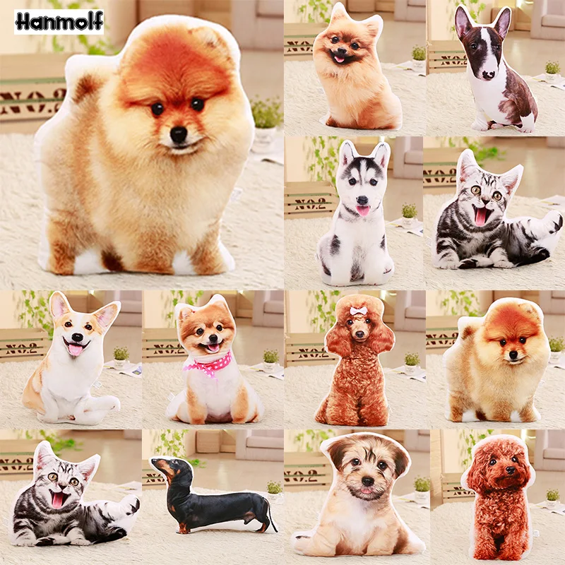 

Simulated Dog Plush Pillow Sofa Chair Decor Throw Pillow Seat Back Cushion Stuffed Animal Pillow Pomeranian Husky Bull Terrier