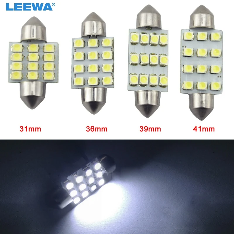 

LEEWA 1 шт. белый 1210 12SMD 31 мм/36 мм/39 мм/41 мм Автомобильная гирлянда купольные светодиодные лампы для чтения # CA5268