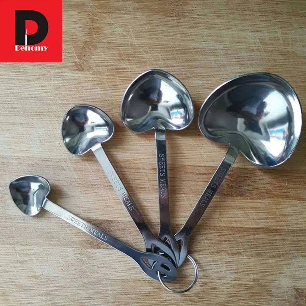 Heart shaped Measuring Spoons 4 pcs/set Stainless Steel Folding