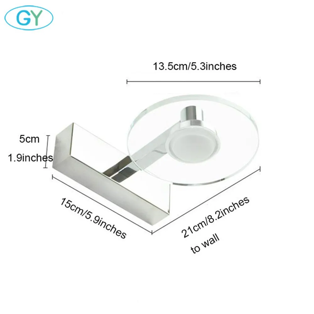Современный 5W AC 85 V-265 V алюминиевый светодиодный зеркальный передний светильник светодиодный для ванной комнаты прозрачный Кристальный настенный светильник теплый белый холодный белый туалетный светильник