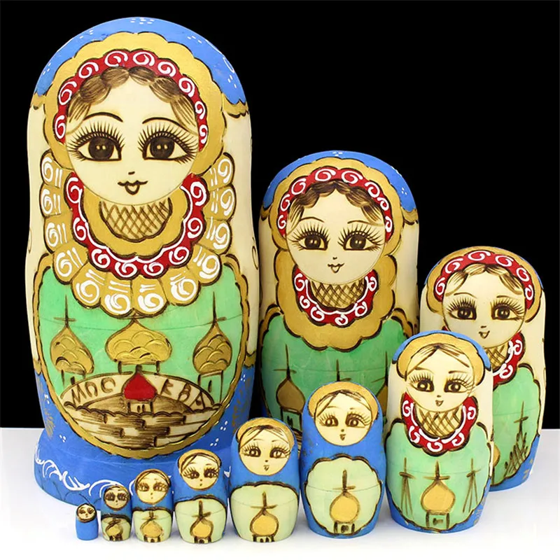Buy Free Shipping 10pcs Russian Dolls Carved Handmade