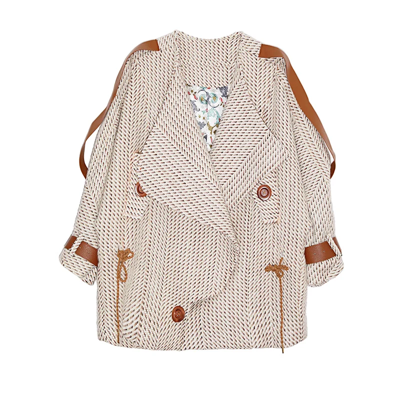 IRINAW251 2018 AW New Collection vintage oversized tweed wool coat women