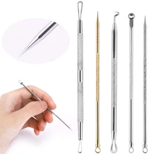 5pcs/set Blackhead Whitehead Removal Needle Face Care Stainless Steel Comedones Acne Blemish Pimple Extractor Remover Kit Tool