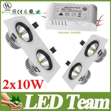 20 Вт Встраиваемые Светодиодные Светильники Холодный/Теплый Белый 2X10 Вт ПОЧАТОК С Регулируемой Яркостью Светодиодный Светильник Вниз Огни Площади 110-240 В С Драйверами CE& ROHS UL