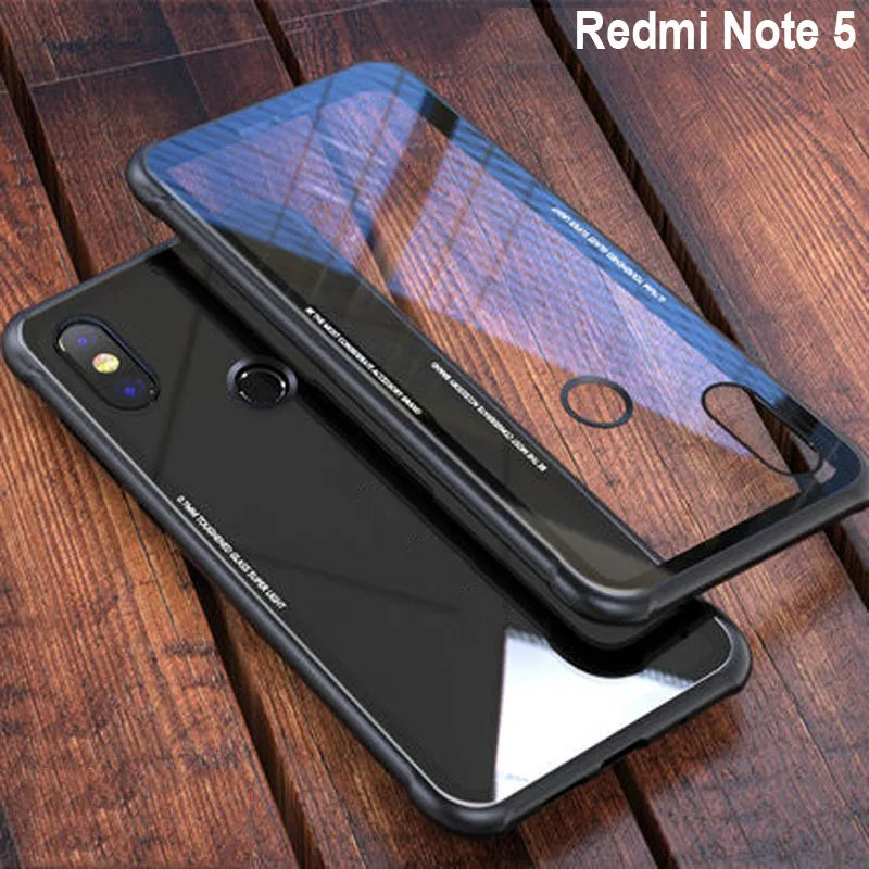 Чехол для Xiaomi Redmi Note 5 металлический корпус из закаленного стекла Пластиковая