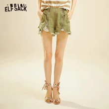 Женские джинсовые короткие шорты ELF SACK, потертые шорты цвета хаки, повседневные винтажные шорты с молниями, в уличном стиле, для ношения летом