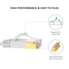 Câble réseau de raccordement plat Ethernet 0.3 m Cat7, blindé (STP) avec connecteurs Rj45 sans Snagless-blanc ► Photo 3/6