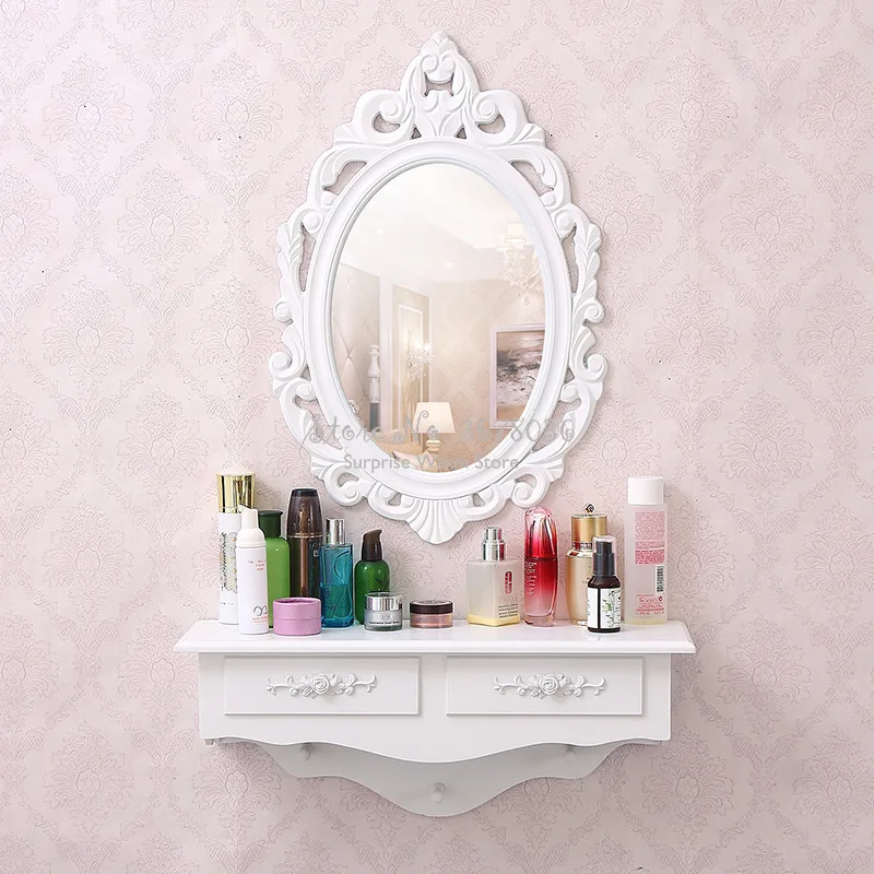 Белый Европейский современный минималистичный маленькая квартира мини-настенный туалетный столик зеркальный табурет домашний туалетный столик в спальню зеркало для макияжа