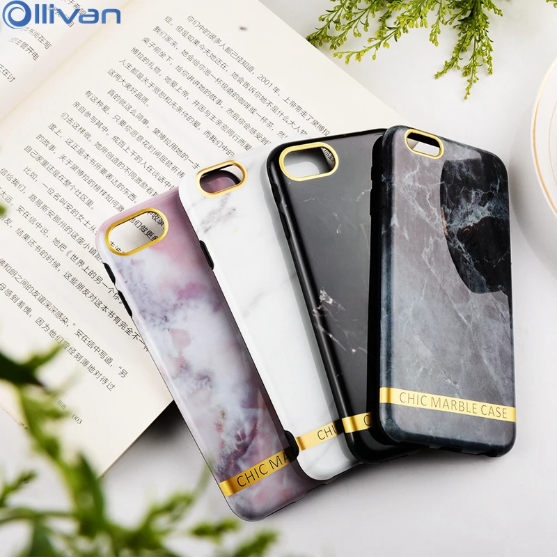 OLLIVAN Chic Мрамор силиконовый чехол для телефона iPhone 7 360 Защита черный Коке 8 плюс 6 6s