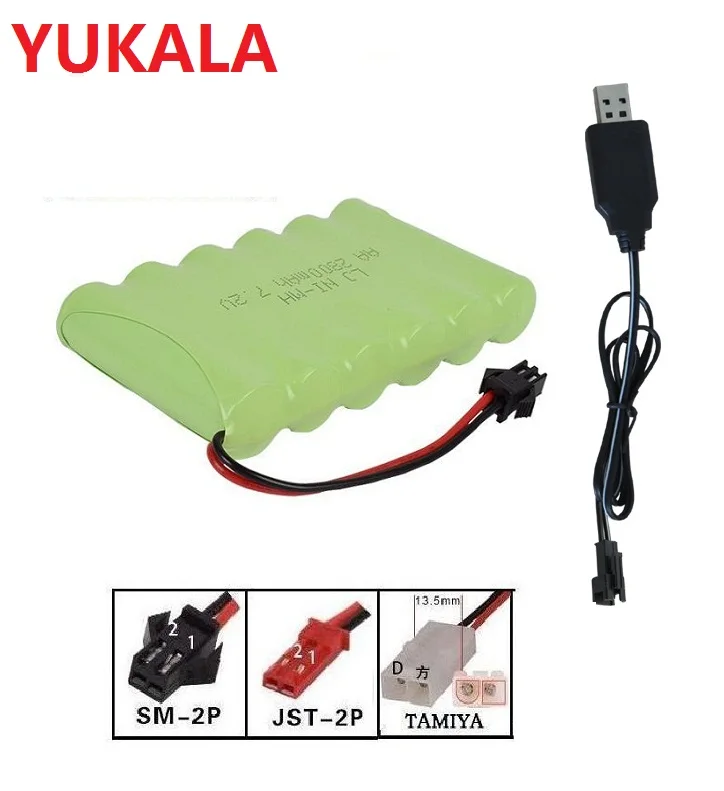 

7.2v 2800mah H style High capacity AA Ni-MH rechargeable Battery+usb charger for RC car RC trucks RC boat JST/TAMIYA/SM-2P plus