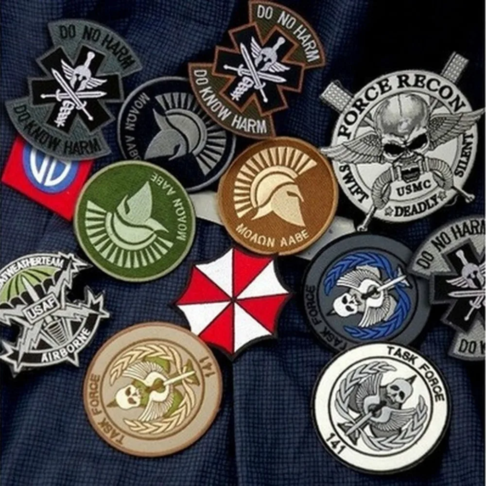 

Gear EDC Outdoor Various Embroidery Double Faced Hook And Loop Cloth Epaulette Armband Army Tactical Patches For Bags